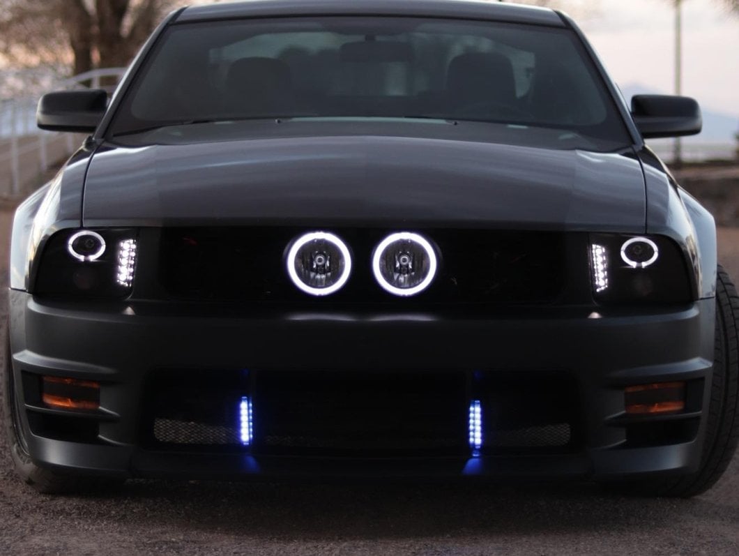 Raxiom LED Halo Projector Headlights; Black Housing; Clear Lens (05-09 Mustang w/ Factory Halogen Headlights, Excluding GT500)
