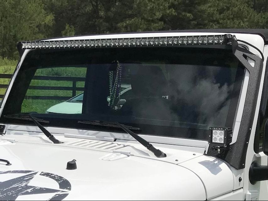 Raxiom 50-Inch LED Light Bar Windshield Mount with Auxiliary Bracket (07-18 Jeep Wrangler JK)