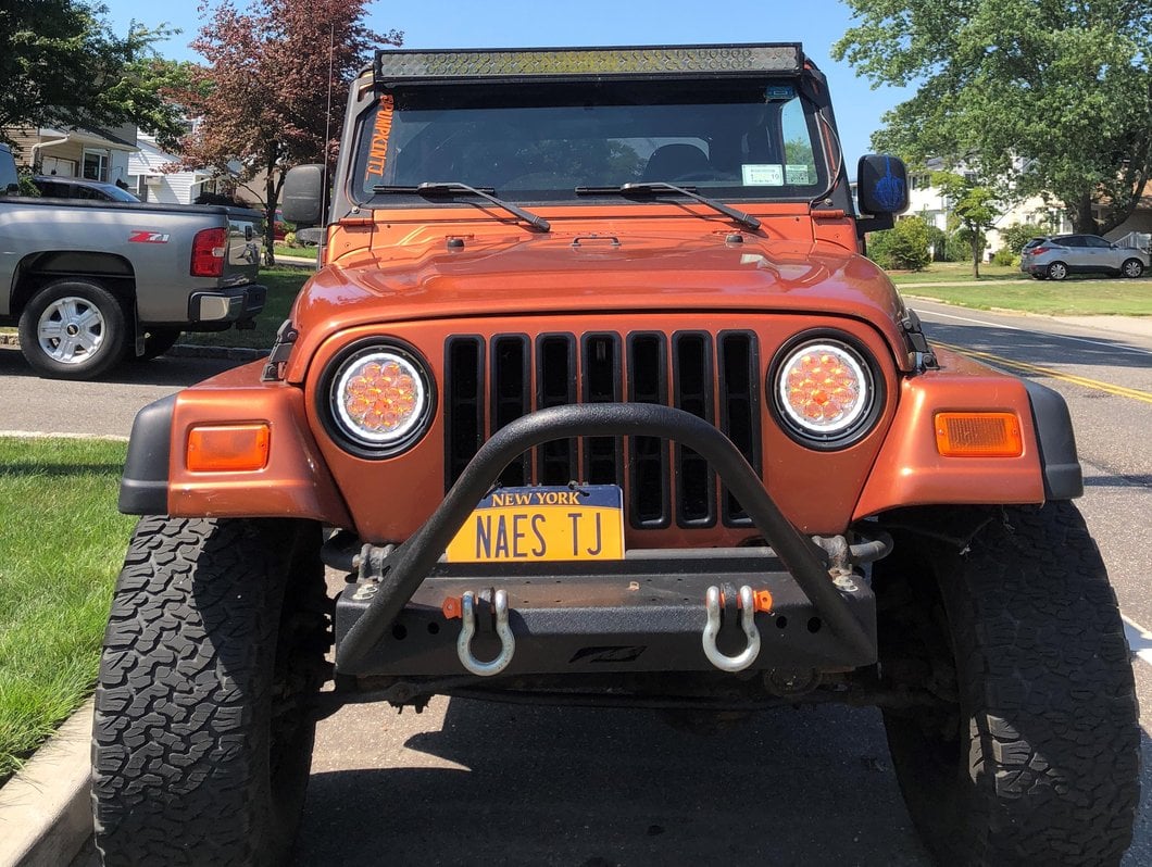 Raxiom Axial Series Spider LED Headlights with Amber DRL and Angel Eye Halo; Chrome Housing; Clear Lens (97-18 Jeep Wrangler TJ & JK)