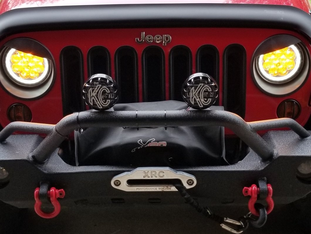 Raxiom Axial Series Spider LED Headlights with Amber DRL and Angel Eye Halo; Chrome Housing; Clear Lens (97-18 Jeep Wrangler TJ & JK)