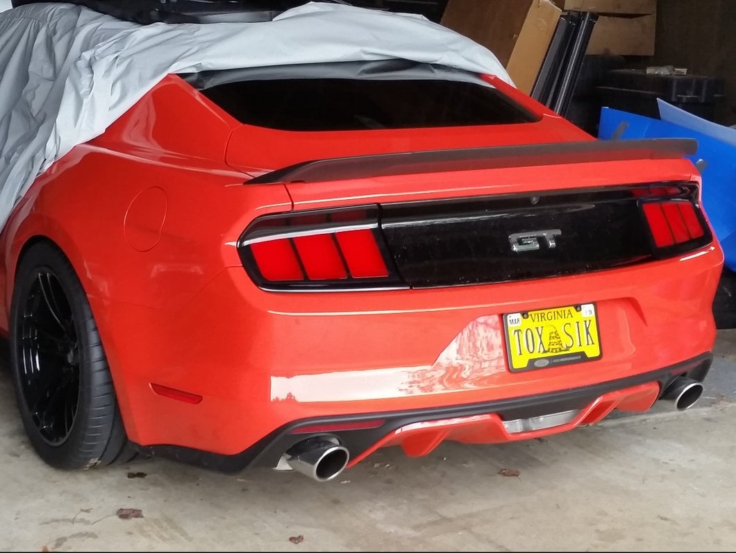Raxiom Profile LED Tail Lights; Gloss Black Housing; Red Lens (15-23 Mustang)