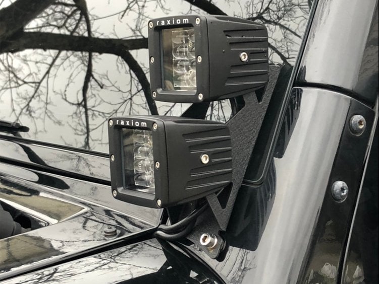 Raxiom Windshield Mounted Dual Light Brackets (07-18 Jeep Wrangler JK)