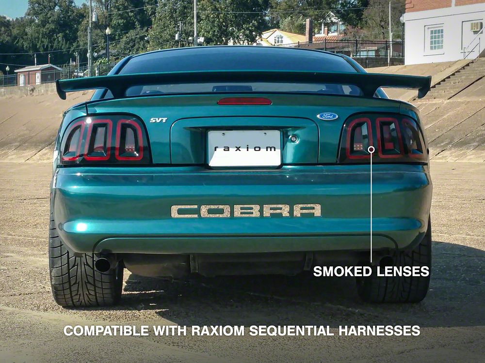 Raxiom Icon LED Tail Lights; Black Housing; Smoked Lens (96-98 Mustang)
