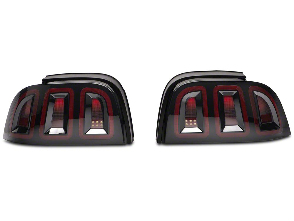 Raxiom Icon LED Tail Lights; Black Housing; Smoked Lens (96-98 Mustang)