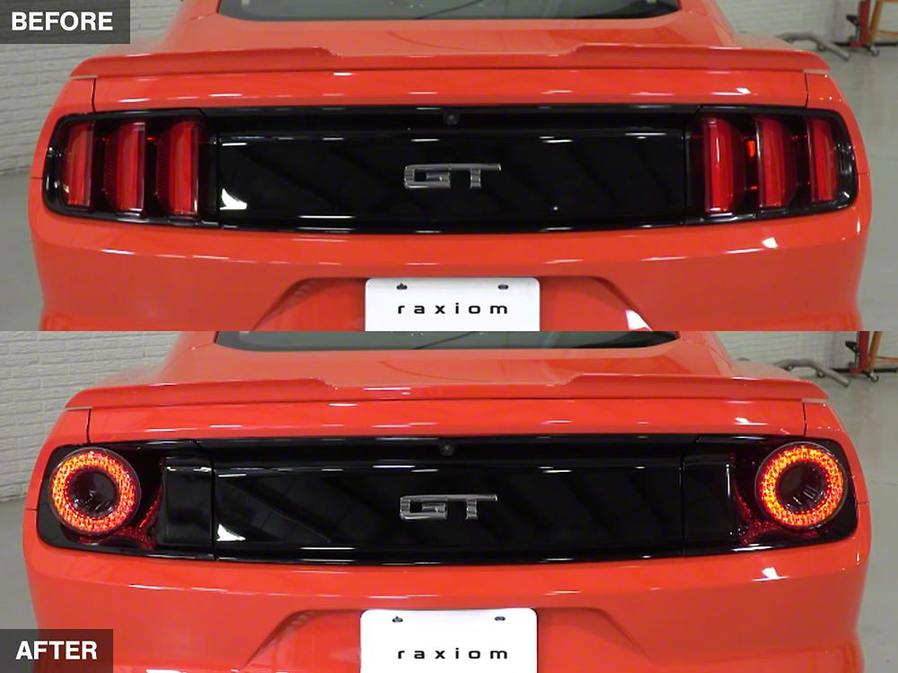 Raxiom Halo LED Tail Lights; Gloss Black Housing; Smoked Lens (15-23 Mustang)