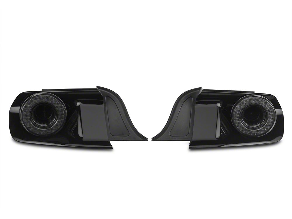 Raxiom Halo LED Tail Lights; Gloss Black Housing; Smoked Lens (15-23 Mustang)