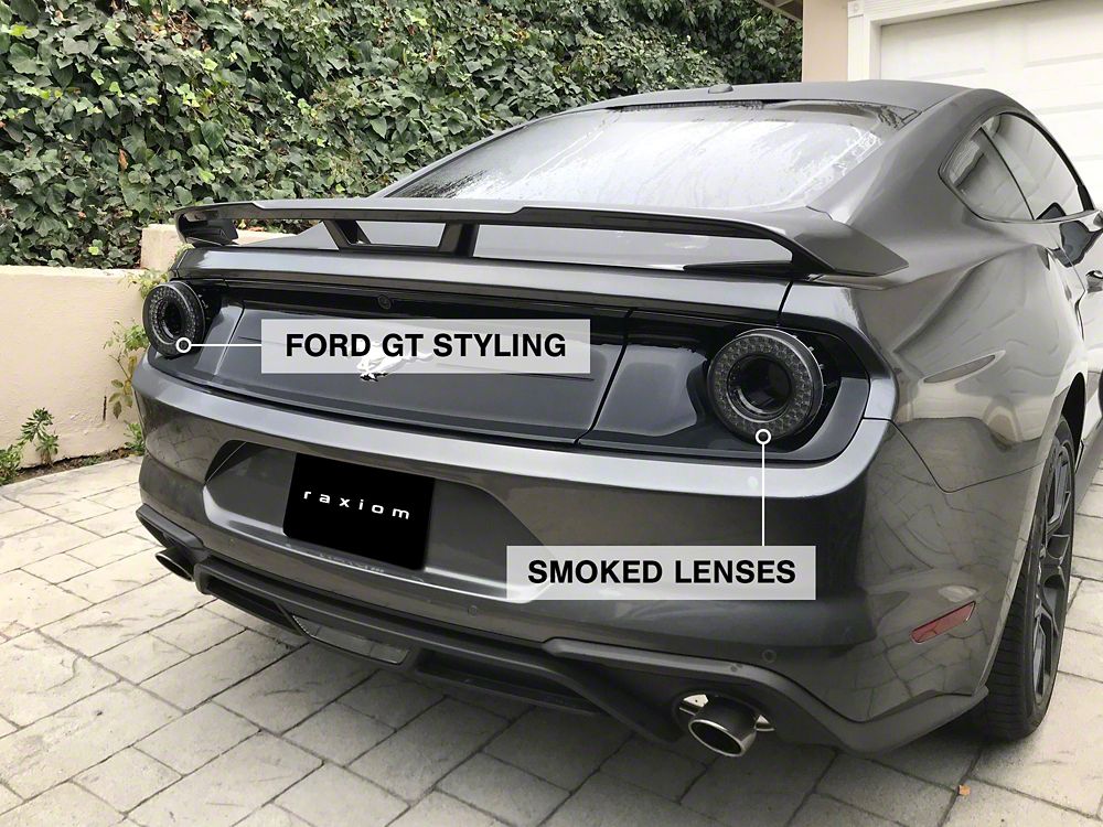 Raxiom Halo LED Tail Lights; Gloss Black Housing; Smoked Lens (15-23 Mustang)