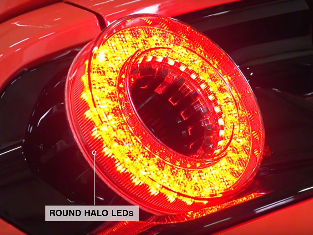 Raxiom Halo LED Tail Lights; Gloss Black Housing; Smoked Lens (15-23 Mustang)