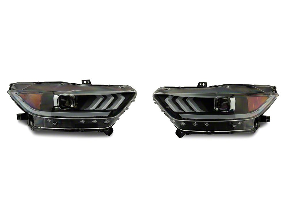 Raxiom Projector Headlights for OEM HID Bulbs; Black Housing; Clear Lens (15-17 Mustang; 18-22 Mustang GT350, GT500)