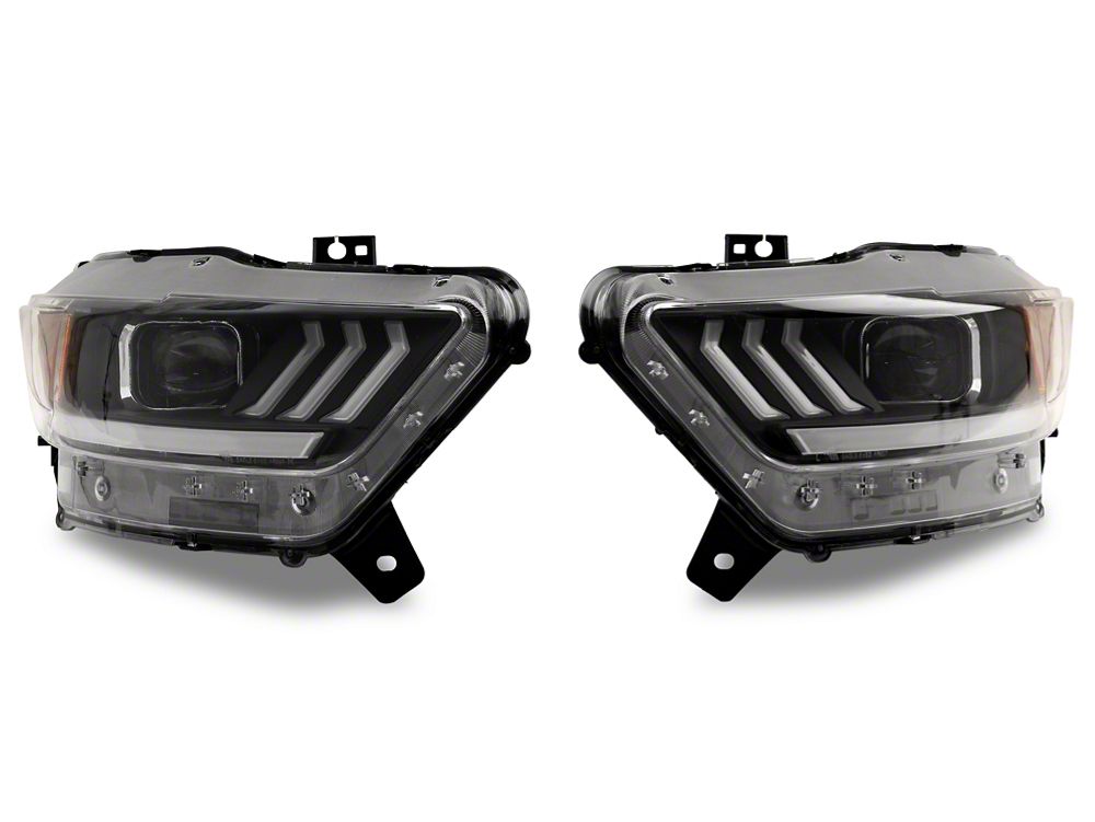 Raxiom LED Projector Headlights; Black Housing; Clear Lens (15-17 Mustang; 18-22 Mustang GT350, GT500)