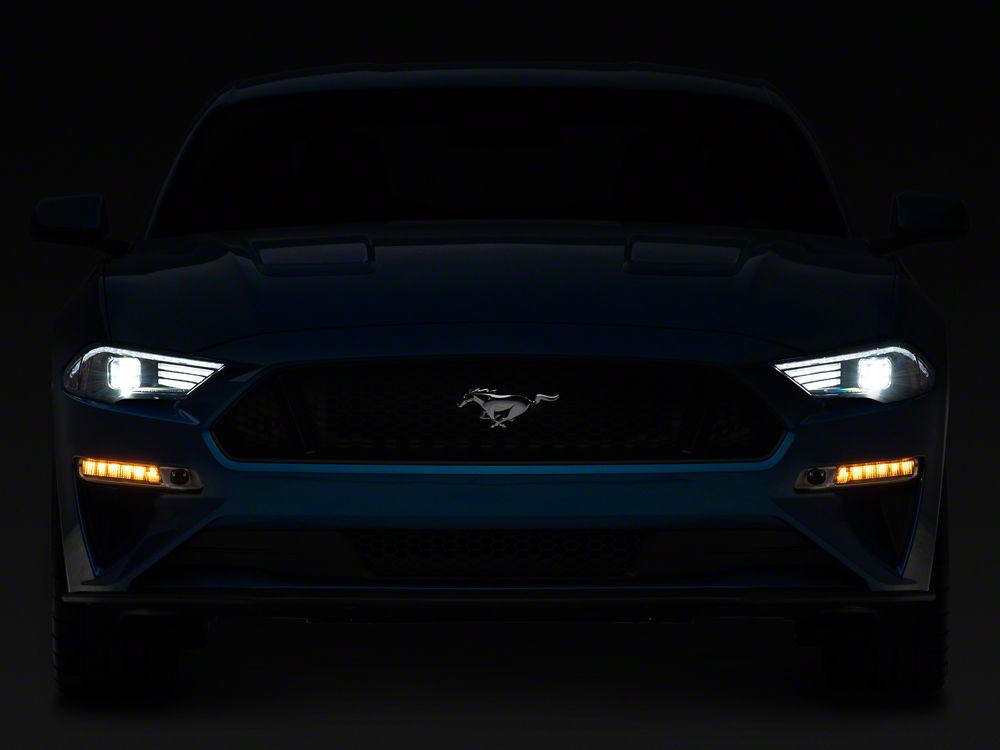 Raxiom LED Projector Headlights; Black Housing; Clear Lens (18-23 Mustang GT, EcoBoost)