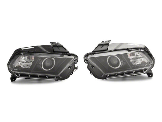 Raxiom LED Halo Projector Headlights; Black Housing; Clear Lens (13-14 Mustang w/ Factory HID Headlights)