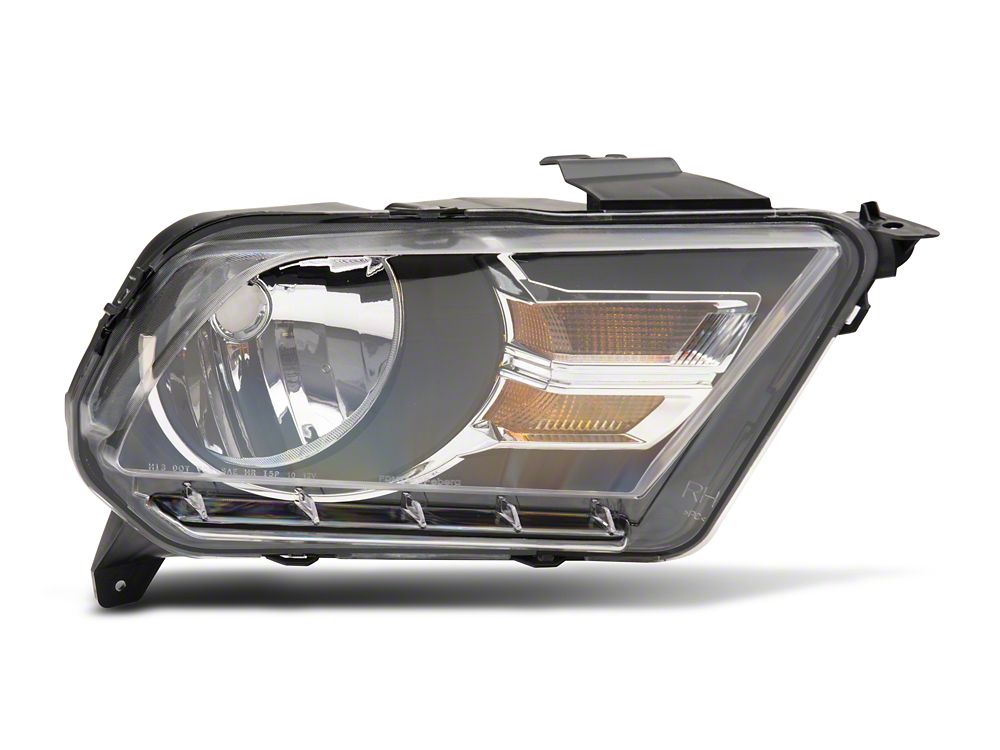 Raxiom Axial Series OEM Style Replacement Headlights; Black Housing with Chrome Accents; Clear Lens (10-12 Mustang w/ Factory Halogen Headlights)