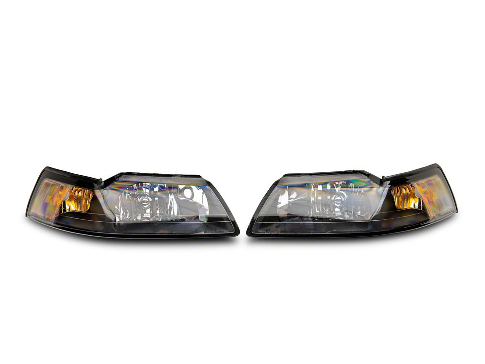 Raxiom Axial Series OEM Style Replacement Headlights; Black Housing; Clear Lens (99-04 Mustang)
