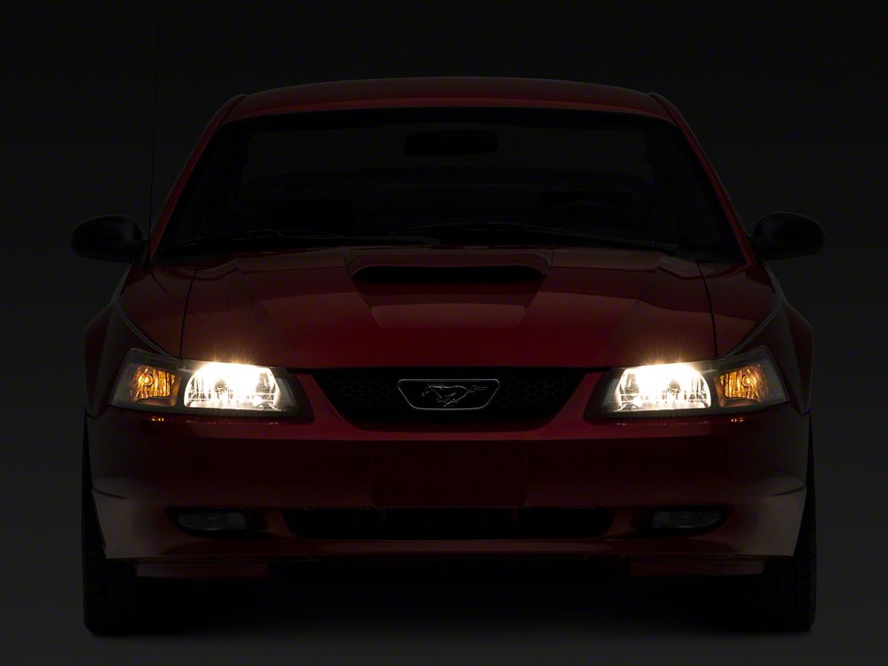 Raxiom Axial Series OEM Style Replacement Headlights; Black Housing; Clear Lens (99-04 Mustang)