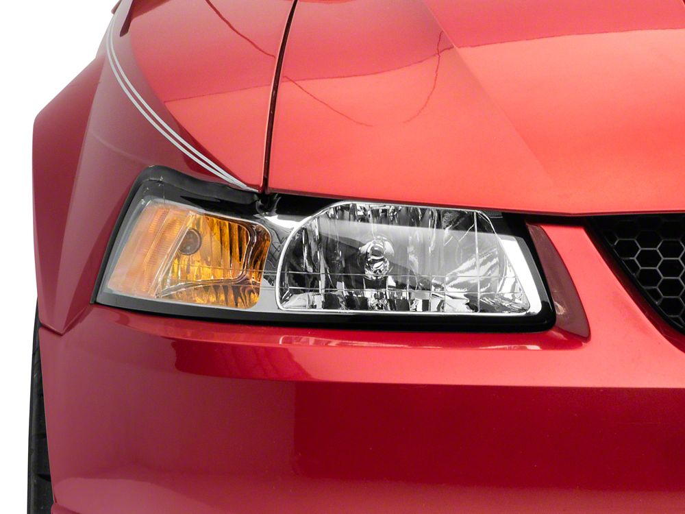 Raxiom Axial Series OEM Style Replacement Headlights; Chrome Housing; Clear Lens (99-04 Mustang)