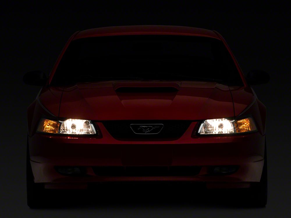 Raxiom Axial Series OEM Style Replacement Headlights; Chrome Housing; Clear Lens (99-04 Mustang)