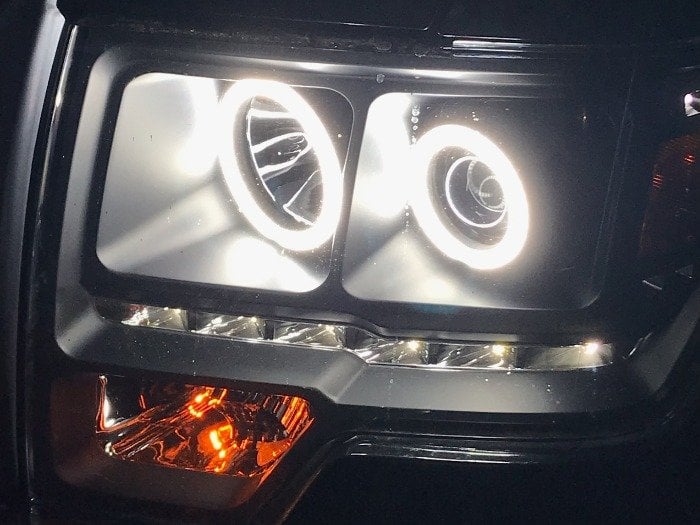 Raxiom G2 Super White LED Halo Projector Headlights; Black Housing; Clear Lens (09-14 F-150 w/ Factory Halogen Headlights)