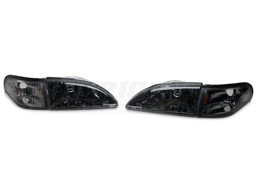 Raxiom Axial Series Cobra Style Headlights; Black Housing; Clear Lens (94-98 Mustang)