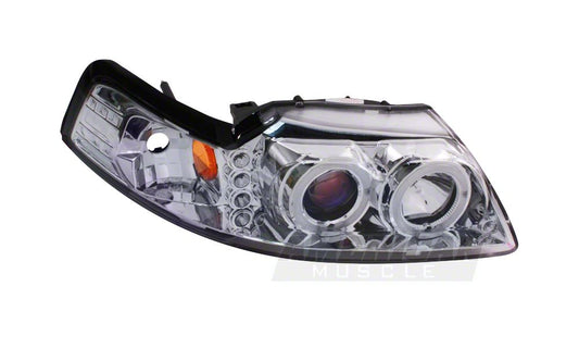 Raxiom Axial Series Projector LED Headlight and LED Tail Light Combo; Chrome (99-04 Mustang, Excluding Cobra)