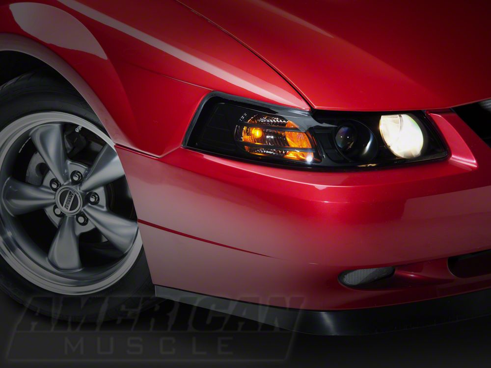 Raxiom Axial Series Projector Headlights and Black LED Tail Lights; Smoked (99-04 Mustang, Excluding Cobra)