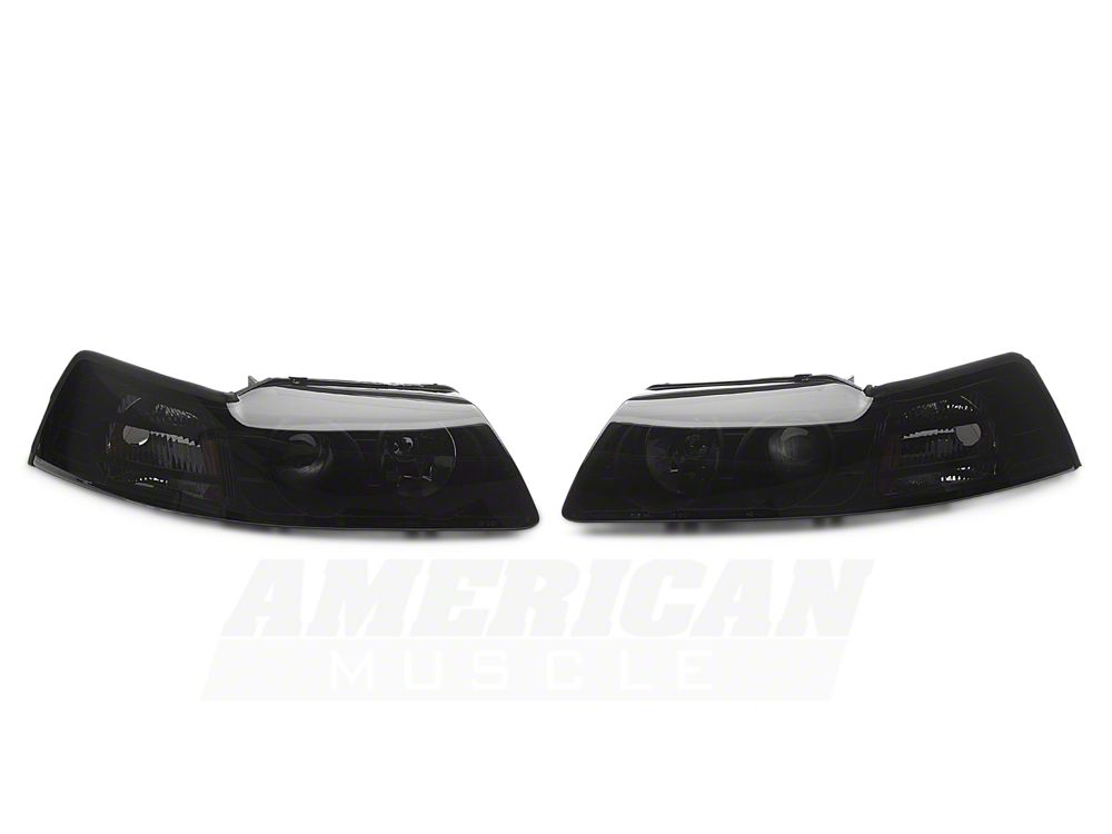 Raxiom Axial Series Projector Headlights and Black LED Tail Lights; Smoked (99-04 Mustang, Excluding Cobra)