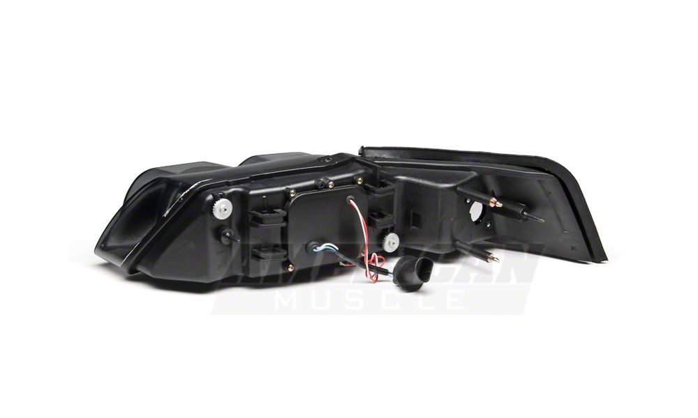 Raxiom Dual LED Halo Projector Headlights; Black Housing; Smoked Lens (99-04 Mustang)