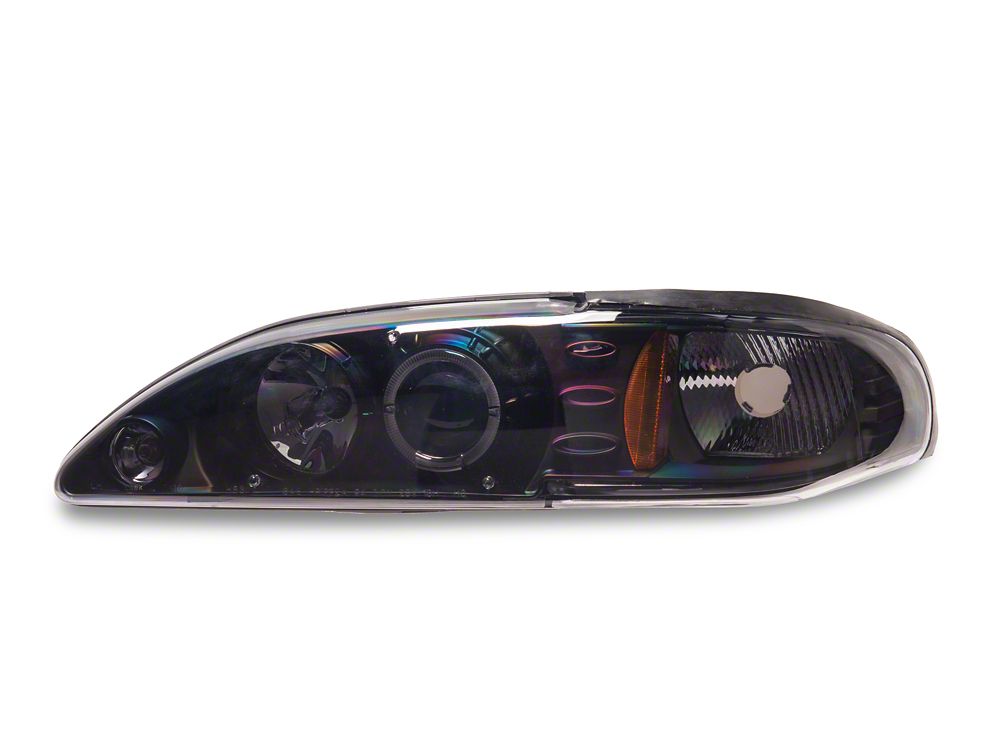 Raxiom LED Halo Projector Headlights; Black Housing; Smoked Lens (94-98 Mustang)