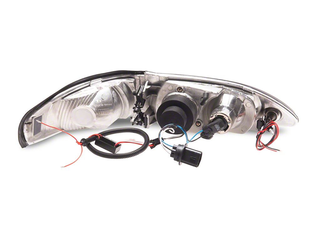 Raxiom LED Halo Projector Headlights; Black Housing; Smoked Lens (94-98 Mustang)
