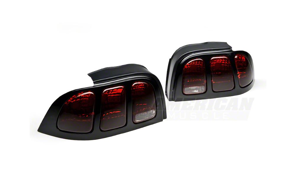 Raxiom Tail Lights; Black Housing; Smoked Lens (96-98 Mustang)