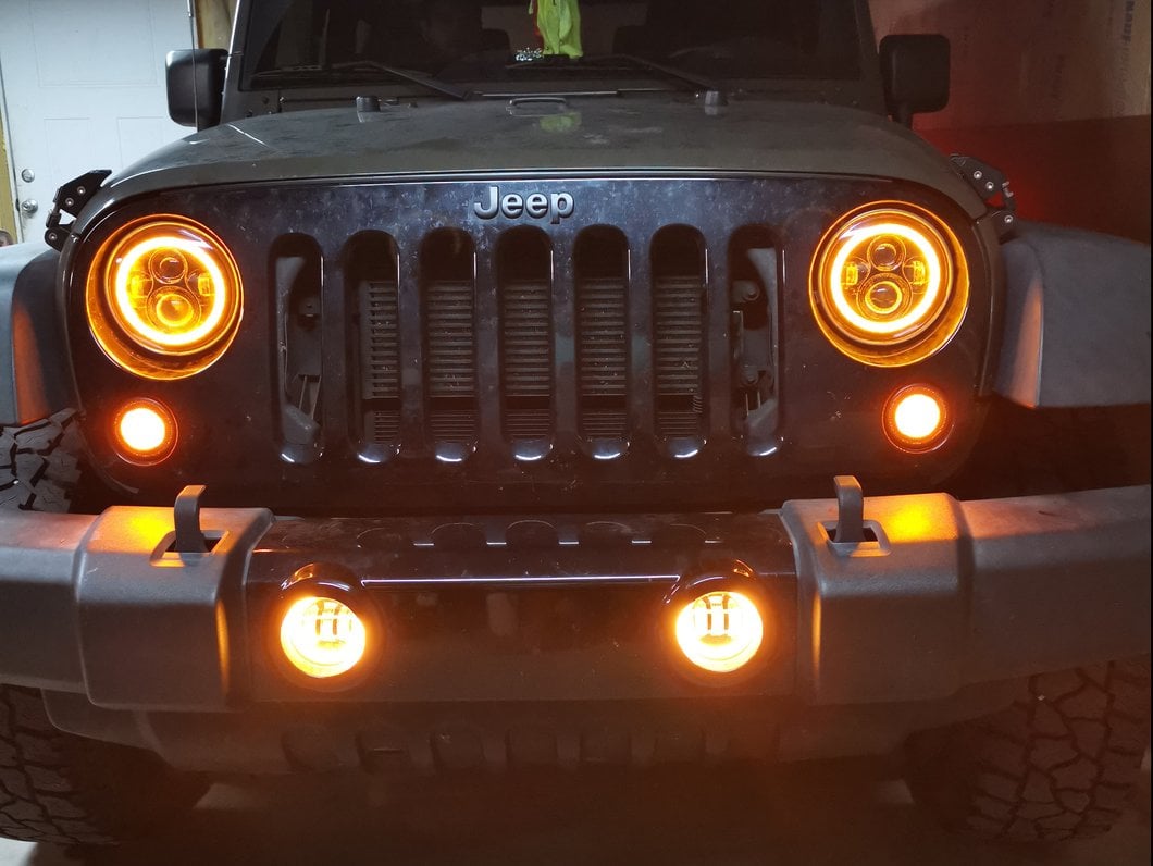 Raxiom Axial Series Halo LED Fog Lights; Amber (07-25 Jeep Wrangler JK & JL)