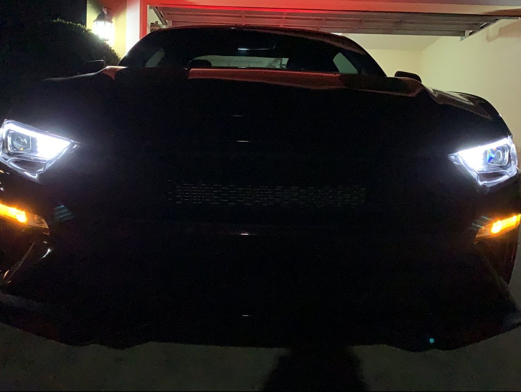 Raxiom LED Projector Headlights; Black Housing; Clear Lens (18-23 Mustang GT, EcoBoost)