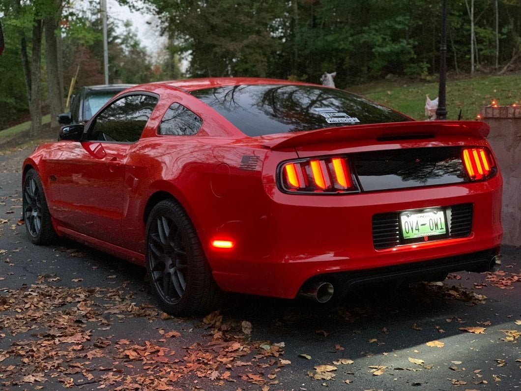 Raxiom Vector V2 Tail Lights; Black Housing; Clear Lens (13-14 Mustang)