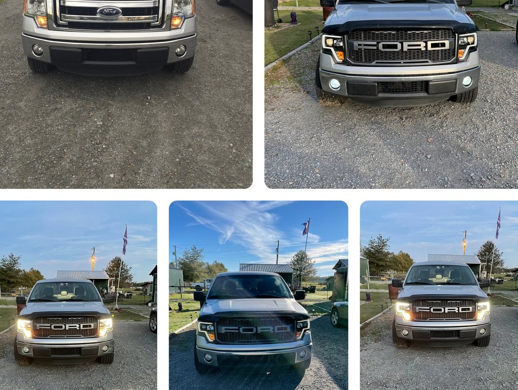 Raxiom Projector Headlights with LED Accent; Black Housing; Clear Lens (09-14 F-150 w/ Factory Halogen Headlights)