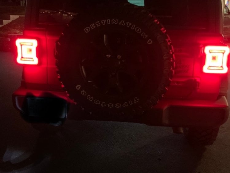 Raxiom Horizon LED Tail Lights; Black Housing; Red Lens (18-25 Jeep Wrangler JL)