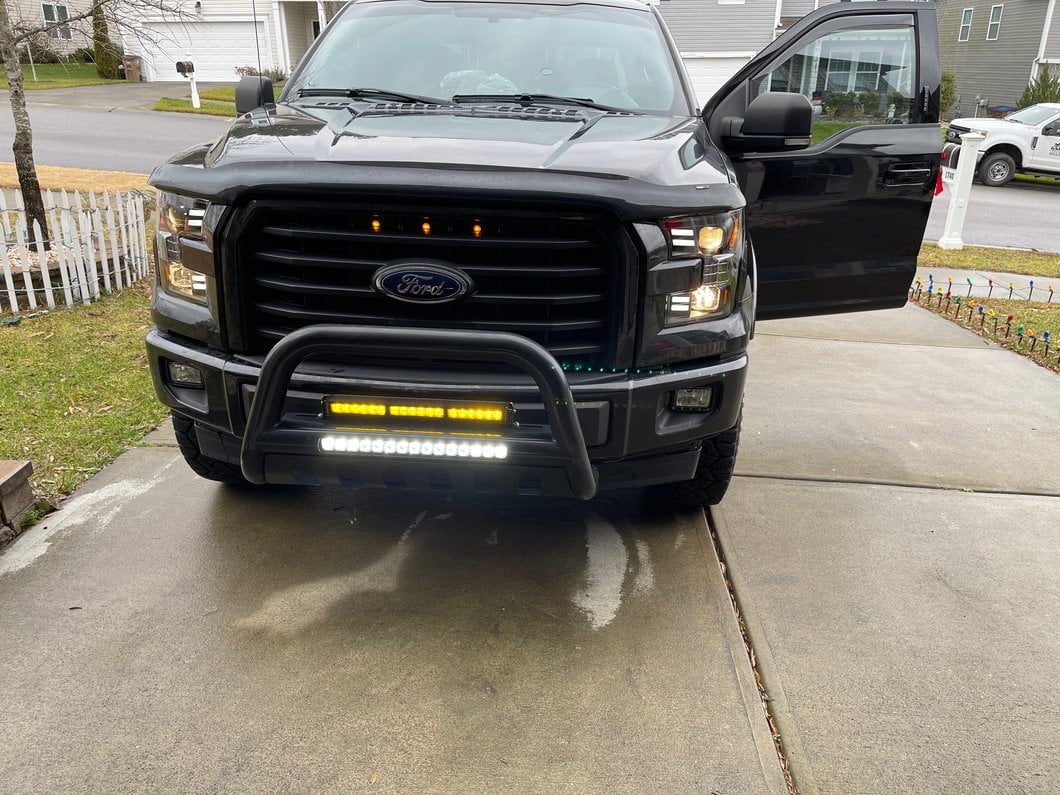 Raxiom LED Projector Headlights with Sequential Turn Signals; Black Housing; Clear Lens (15-17 F-150 w/ Factory Halogen Headlights)