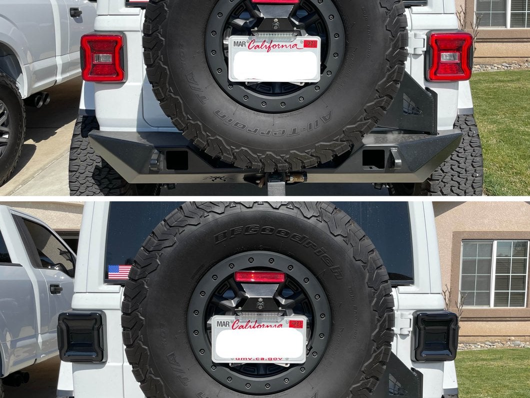 Raxiom LED Tail Lights; Black Housing; Smoked Lens (18-25 Jeep Wrangler JL w/ Factory Halogen Tail Lights & w/o Blind Spot Detection)