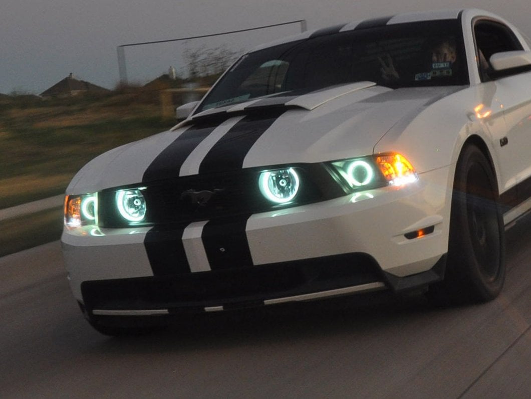 Raxiom CCFL Halo Projector Headlights; Black Housing; Clear Lens (10-12 Mustang w/ Factory Halogen Headlights)