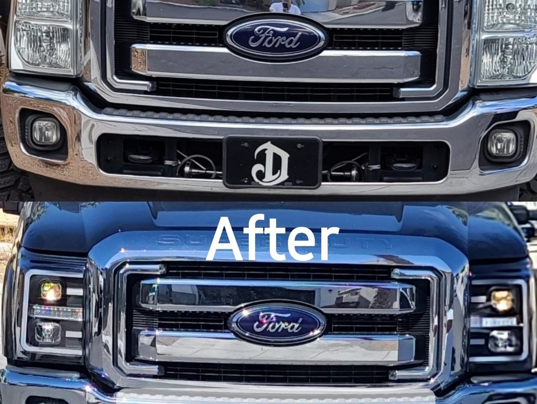 Raxiom LED Projector Headlights with Switchback Turn Signals; Black Housing; Clear Lens (11-16 F-250 Super Duty)