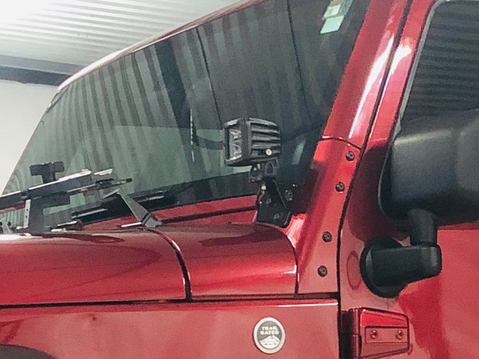 Raxiom Windshield Mounted Light Brackets (07-18 Jeep Wrangler JK)