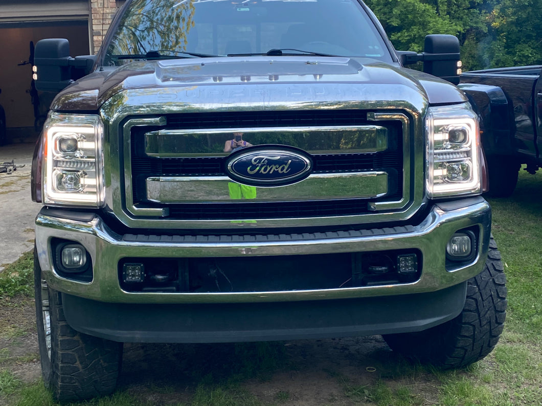 Raxiom LED Projector Headlights with Switchback Turn Signals; Chrome Housing; Clear Lens (11-16 F-250 Super Duty)
