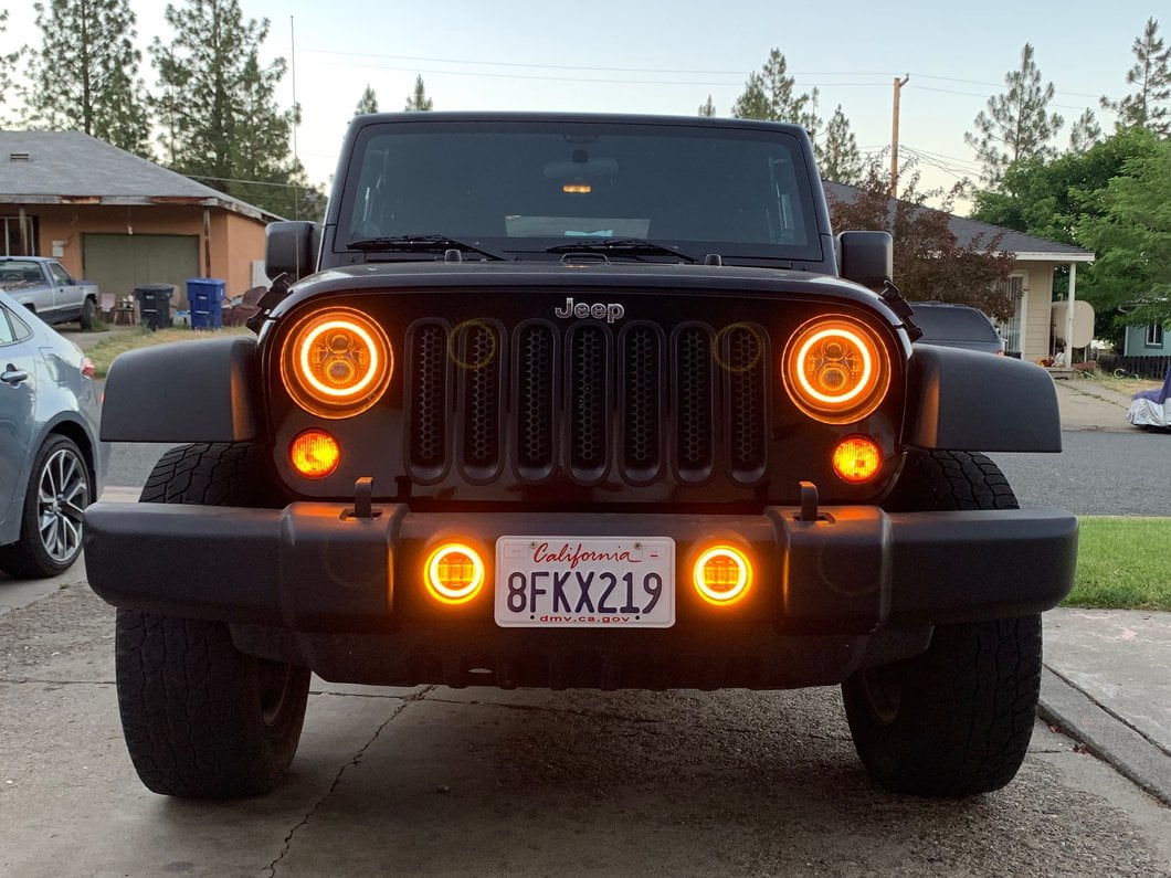 Raxiom Axial Series Halo LED Fog Lights; Amber (07-25 Jeep Wrangler JK & JL)