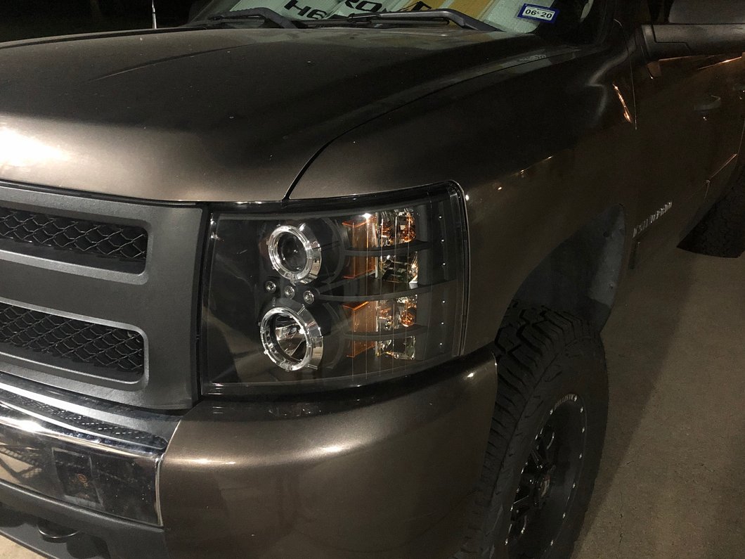 Raxiom LED Halo Projector Headlights; Black Housing; Clear Lens (07-13 Silverado 1500)