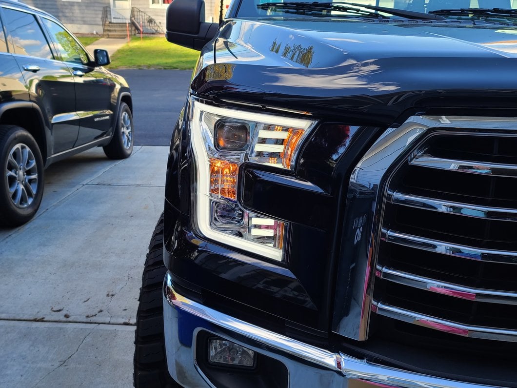Raxiom Projector Headlights with LED Accent; Chrome Housing; Clear Lens (15-17 F-150 w/ Factory Halogen Headlights)