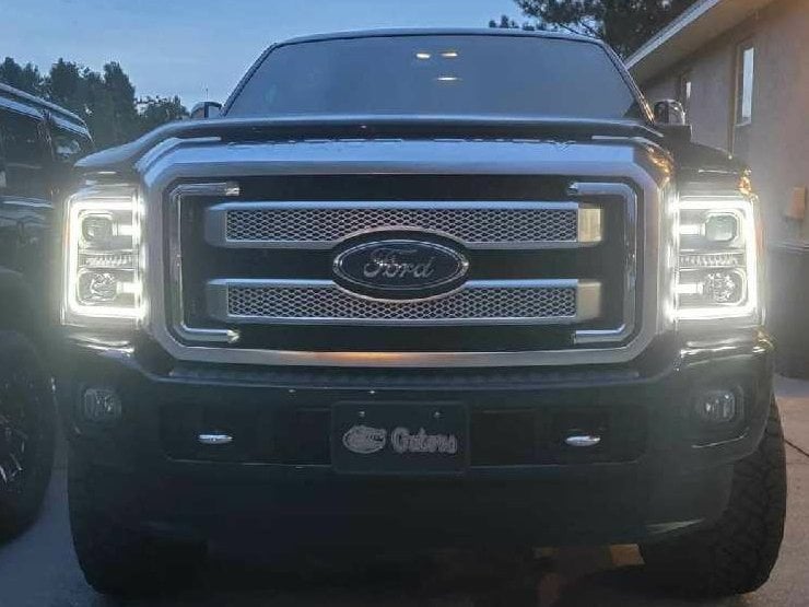 Raxiom LED Projector Headlights with Switchback Turn Signals; Black Housing; Clear Lens (11-16 F-250 Super Duty)