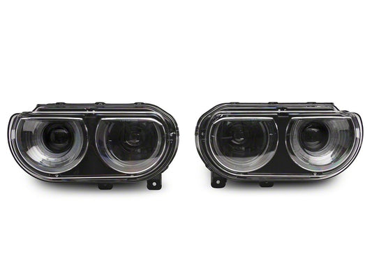 Raxiom Halo Projector Headlights with Sequential Turn Signals; Black Housing; Clear Lens (08-14 Challenger w/ Factory Halogen Headlights)