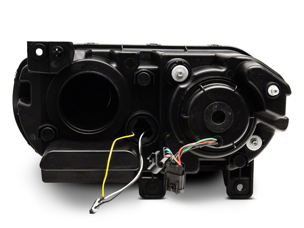 Raxiom Halo Projector Headlights with Sequential Turn Signals; Black Housing; Clear Lens (08-14 Challenger w/ Factory Halogen Headlights)