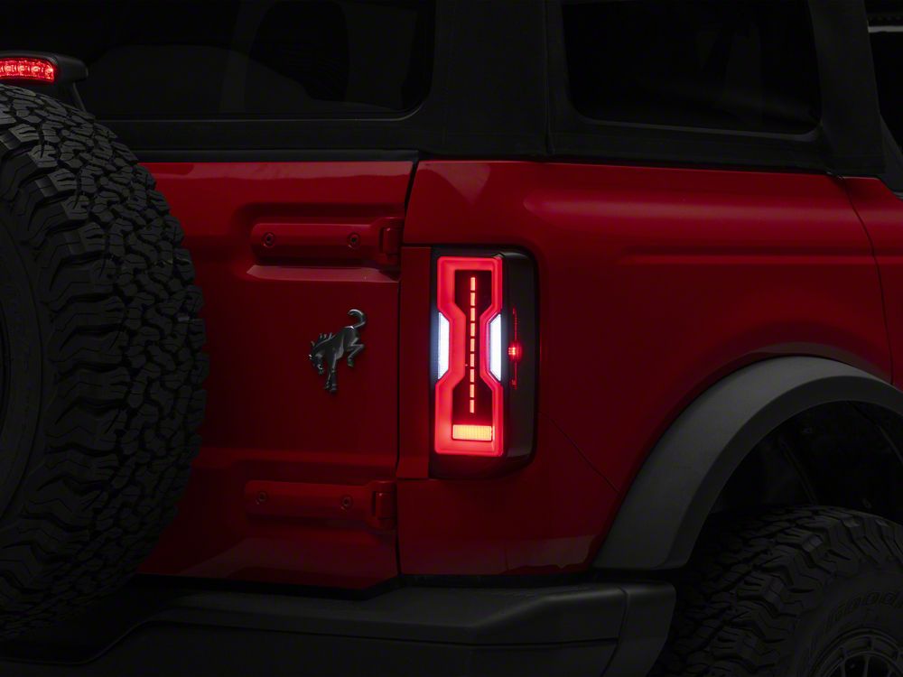 Raxiom Axial Series LED Tail Lights; Black Housing; Smoked Lens (21-25 Bronco w/ Factory Halogen Tail Lights)