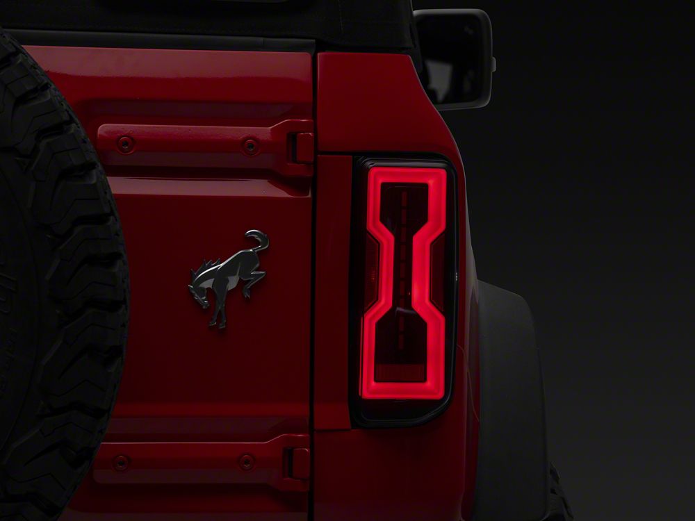 Raxiom Axial Series LED Tail Lights; Black Housing; Smoked Lens (21-25 Bronco w/ Factory Halogen Tail Lights)