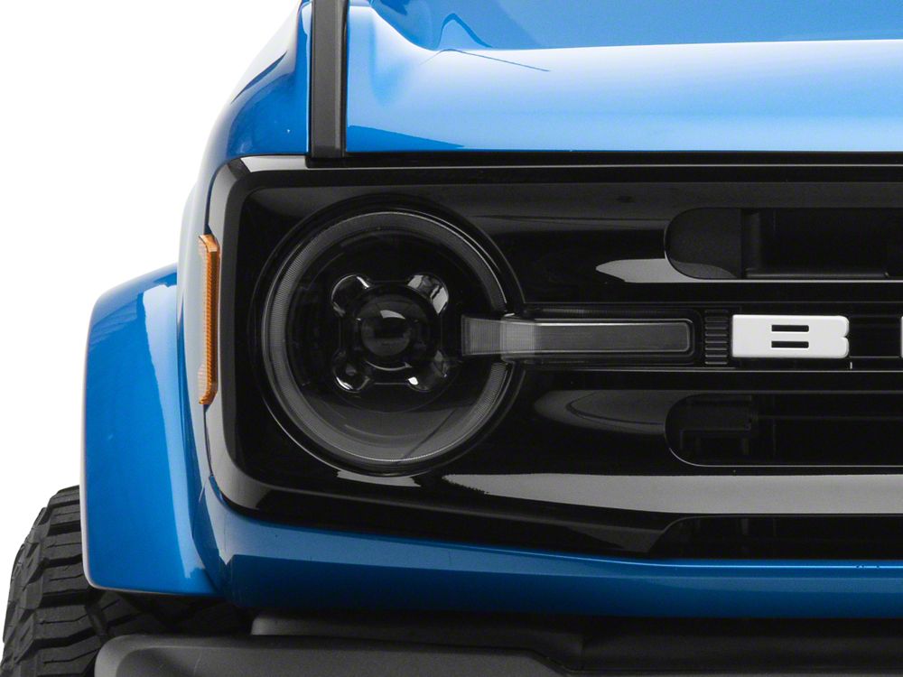 Raxiom LED Halo Headlights with White Backlight; Black Housing; Clear Lens (21-25 Bronco)